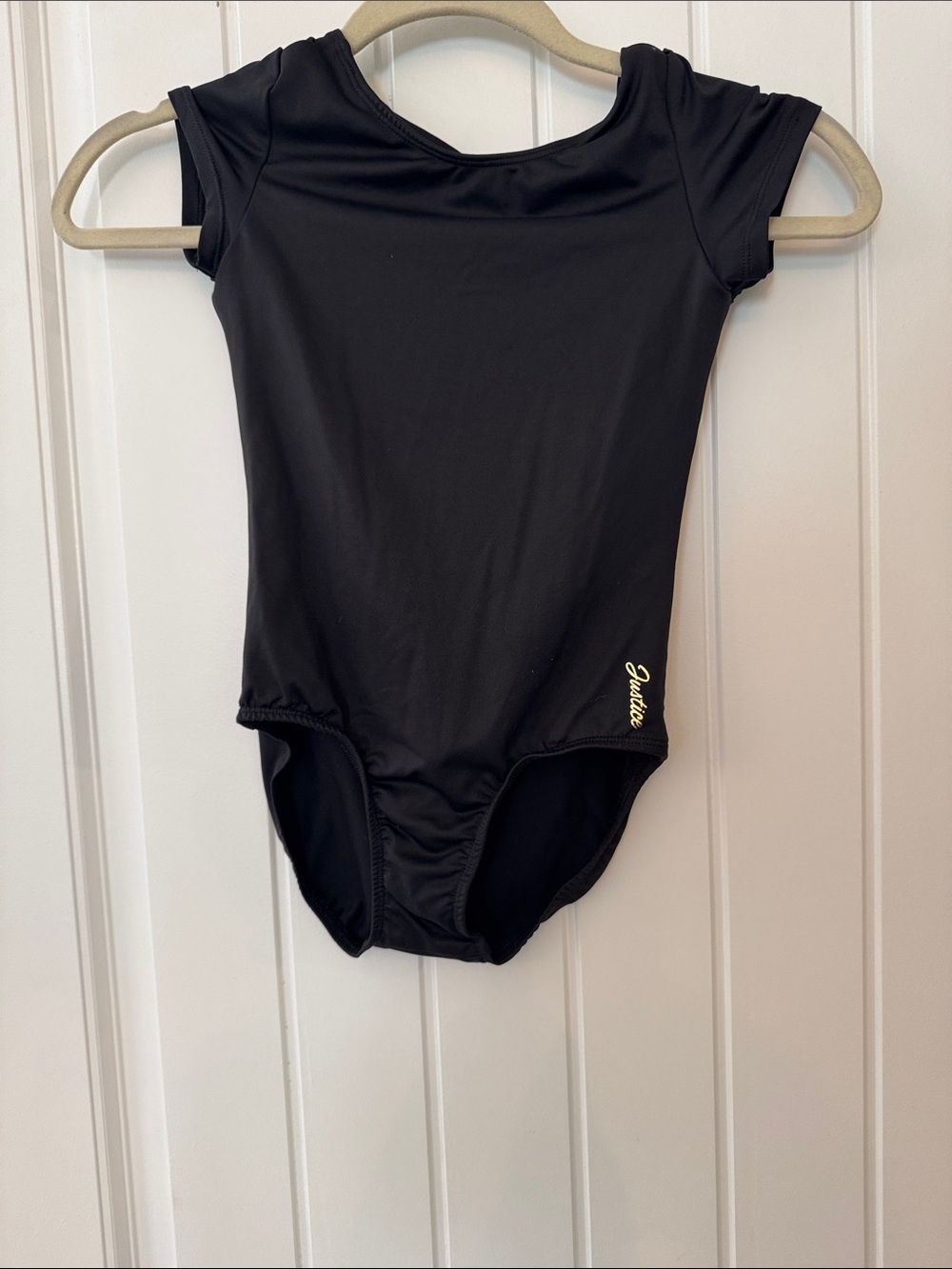 Jantzen Black Short-Sleeve One-Piece with Gold Script Logo